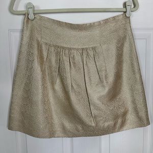Vintage J Crew mini skirt gold silk, nylon blend.